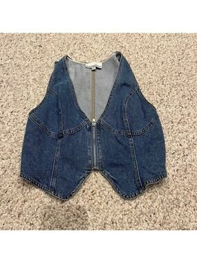Freemarket Picture Perfect Denim Full Zip Vest Sz S Festival Western Cowgirl